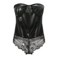 thumbnail image 5 of Women's Sexy Lingerie Lace Leather Teddy Bodysuits Nightwear With Mask Underwear, 5 of 6