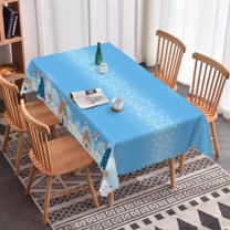 Nanqianyi Blue Christmas Tablecloth 54x72 Inches for Rectangle Tables, Christmas Trees Water Resistant Table Cloth for Kitchen Dining