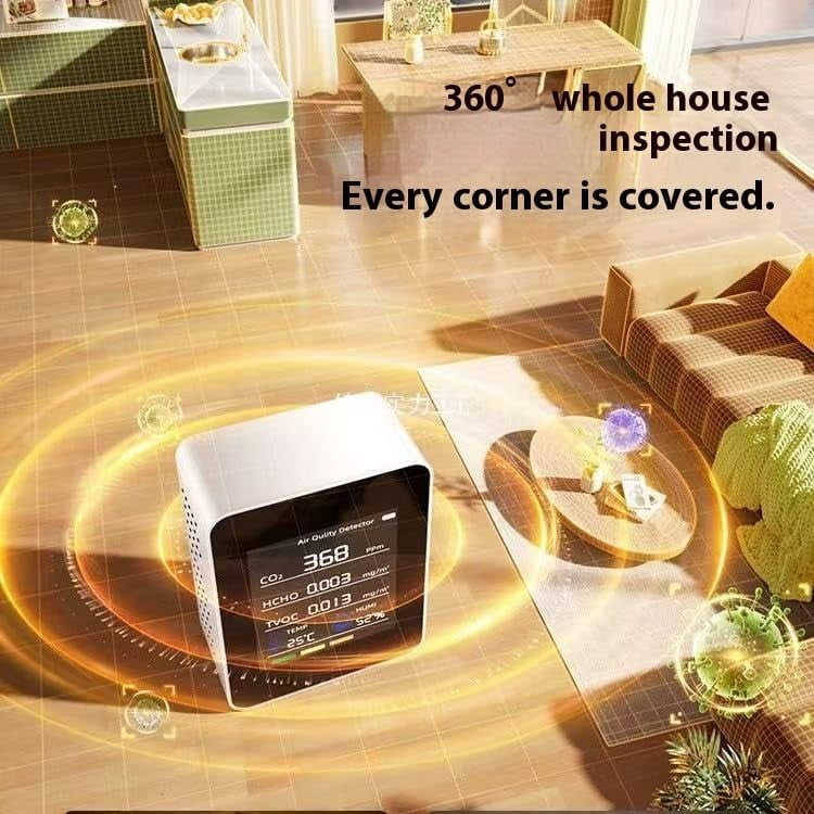 5 in 1 Air Quality Monitor CO2 Meter Carbon Dioxide Detector CO2 CO TVOC HCHO PM2.5 PM1.0 PM10 Temperature Humidity Detection