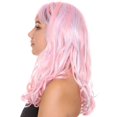 thumbnail image 3 of HPO Adult Women's Ombre Pink Wavy Cosplay Wig, Perfect for Halloween, Flame-retardant Synthetic Fiber, 3 of 10