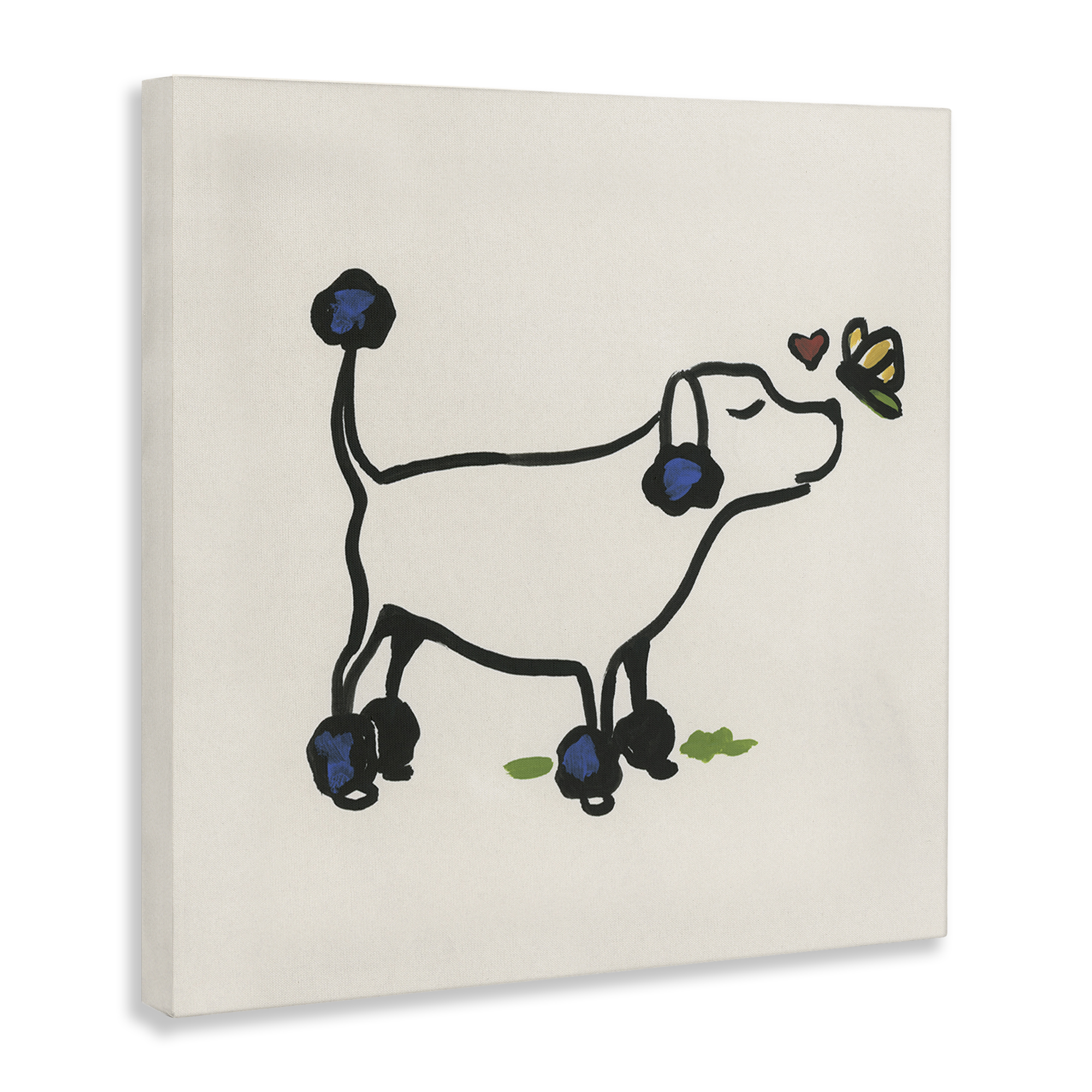 Stupell Industries Dog & Butterfly Animals Painting Wrapped Canvas Art Print Wall Art, 24 x 24