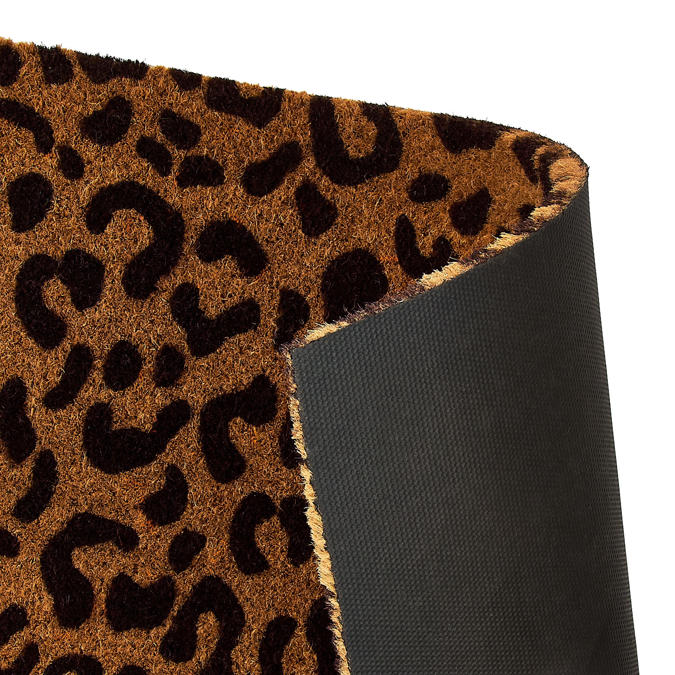 Mainstays Natural and Black Leopard Print Coir Outdoor Doormat, 18" x 30"
