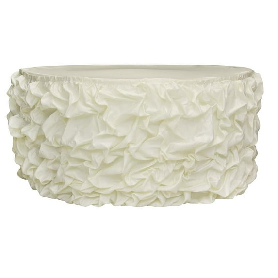 1 Pc, 21Ft Gathered Lamour Satin Table Skirt - Ivory For Weddings, Baby Showers, Or Special Celebration Decor