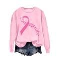 thumbnail image 2 of Hfnxid Breast Cancer Sweatshirts for Women Pink Ribbon Crewneck Sweatshirt Long Sleeve Awareness Support Pullover Pink,L, 2 of 4