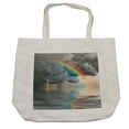 thumbnail image 1 of Rainbow Shopping Bag, Rainbow on Rippling Water Storm Clouds and Thunder Overcast Sky Weather, Eco-Friendly Reusable Bag for Groceries Beach and More, 15.5" X 14.5", Cream, by Ambesonne, 1 of 2
