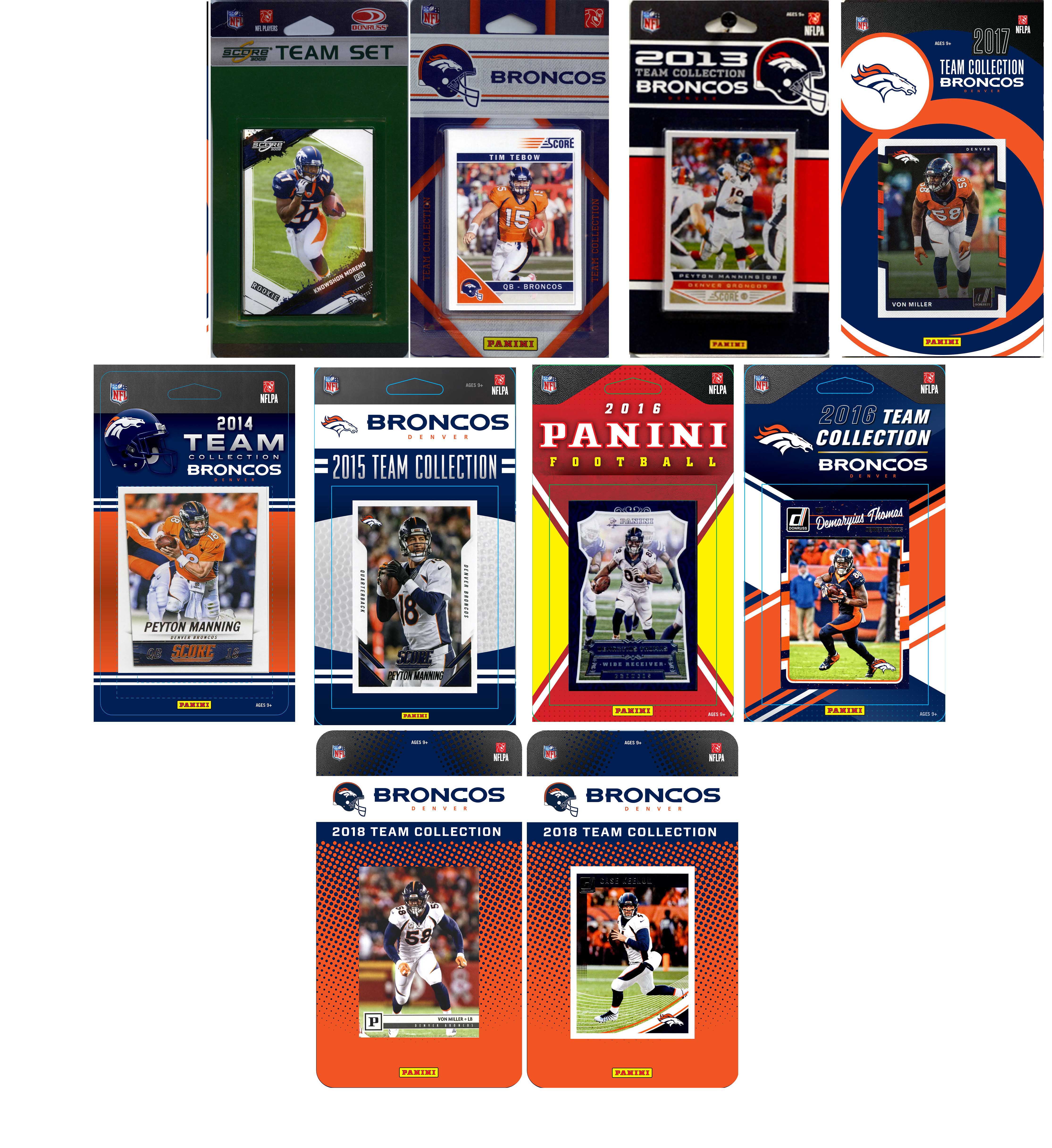 NFL Denver Broncos 10 Different Licensed Trading Card Team Sets