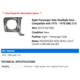 thumbnail image 2 of Right Passenger Side Headlight Door - Compatible with 1975 - 1978 GMC C15 1976 1977, 2 of 2