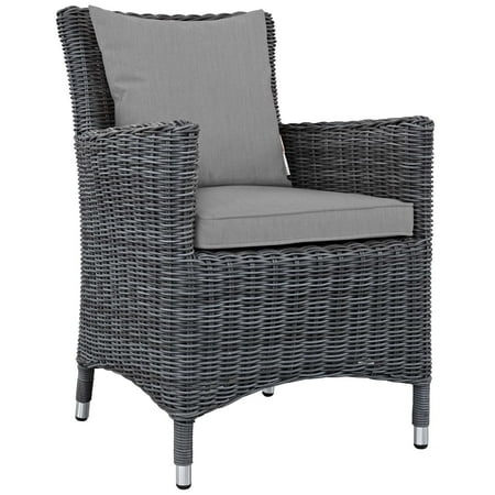 Contemporary Garden Furniture London Modern Contemporary Urban Design Outdoor Patio Balcony Garden Furniture Side Dining Chair Armchair, Sunbrella Rattan Wicker, Grey Gray ()