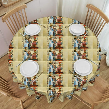 

Tablecloth Papyrus Design With Ancient Egyptian Elements Table Cloth For Circular Tables Waterproof Resistant Picnic Table Covers For Kitchen Dining/Party