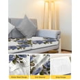thumbnail image 4 of Retro Flower Sofa Couch Cushion Covers Washable, Removable Stretchable Sectional Couch Covers, Blue Rose Floral Farmhouse Leaf Modern Slipcovers for L & T Shape Sofa Furniture Protector S Size 1 pc, 4 of 7
