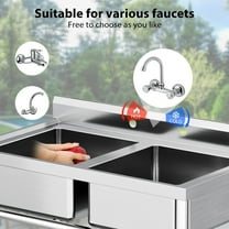 Yeshouse Stainless Steel Utility Sink, Commercial Restaurant Freestanding Double Bowl Laundry Sink, NSF Certificated, Outdoor Camping Stainless Steel Sink Set for Garage, Restaurant, Backyard (36in)
