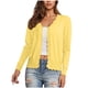 thumbnail image 2 of Neewe Women's Plain Knit Open Front Sweater Long Sleeve V Neck Button Loose Short Cardigan Outerwear Coats, 2 of 7