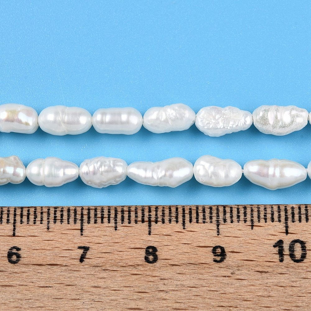 Cultured Freshwater Pearl Beads Strands Baroque Pearls Keshi Pearl Beads Two Sides Polished Creamy White 7~14x4~5.5x4~5.5mm Hole: 0.5mm about 34~45pcs/strand 13.98~14.57 inch(35.5~37cm)