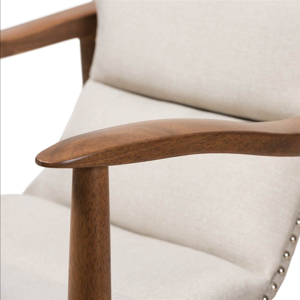 Mid-Century Modern Lounge Chair in Light Beige and Walnut Brown - image 5 of 6