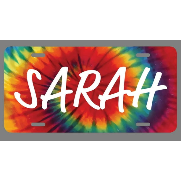 Sarah Name Tie Dye Style License Plate Tag Vanity Novelty Metal | UV Printed Metal | 6-Inches By 12-Inches | Car Truck RV Trailer Wall Shop Man Cave | NP1549 Sarah Name Tie Dye Style License Plate Tag Vanity Novelty Metal | UV Printed Metal | 6-Inches By 12-Inches | Car Truck RV Trailer Wall Shop Man Cave | NP1549