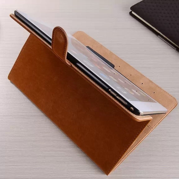 Dteck For Apple Air 2 Protective Case Slim Luxury Smart Flip PU Leather Card Slots Cover Brown