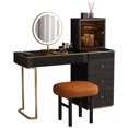 thumbnail image 3 of Lartis Premium Makeup Vanity Table, Storage Dressing Table,Vanity Desk,Dresser Set with Solid Wood upholstered Stool, LED Mercury Mirror, Built-in Sensor Light, USB Socket,Easy Assembly, 3 of 13