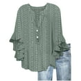 thumbnail image 3 of Bovxnpu 3/4 Length Sleeve Womens Tops, Women's 3/4 Sleeve Tops Dressy Casual Business Work Blouses Chiffon Office Shirts Plus Size Spring Clothes M, 3 of 6