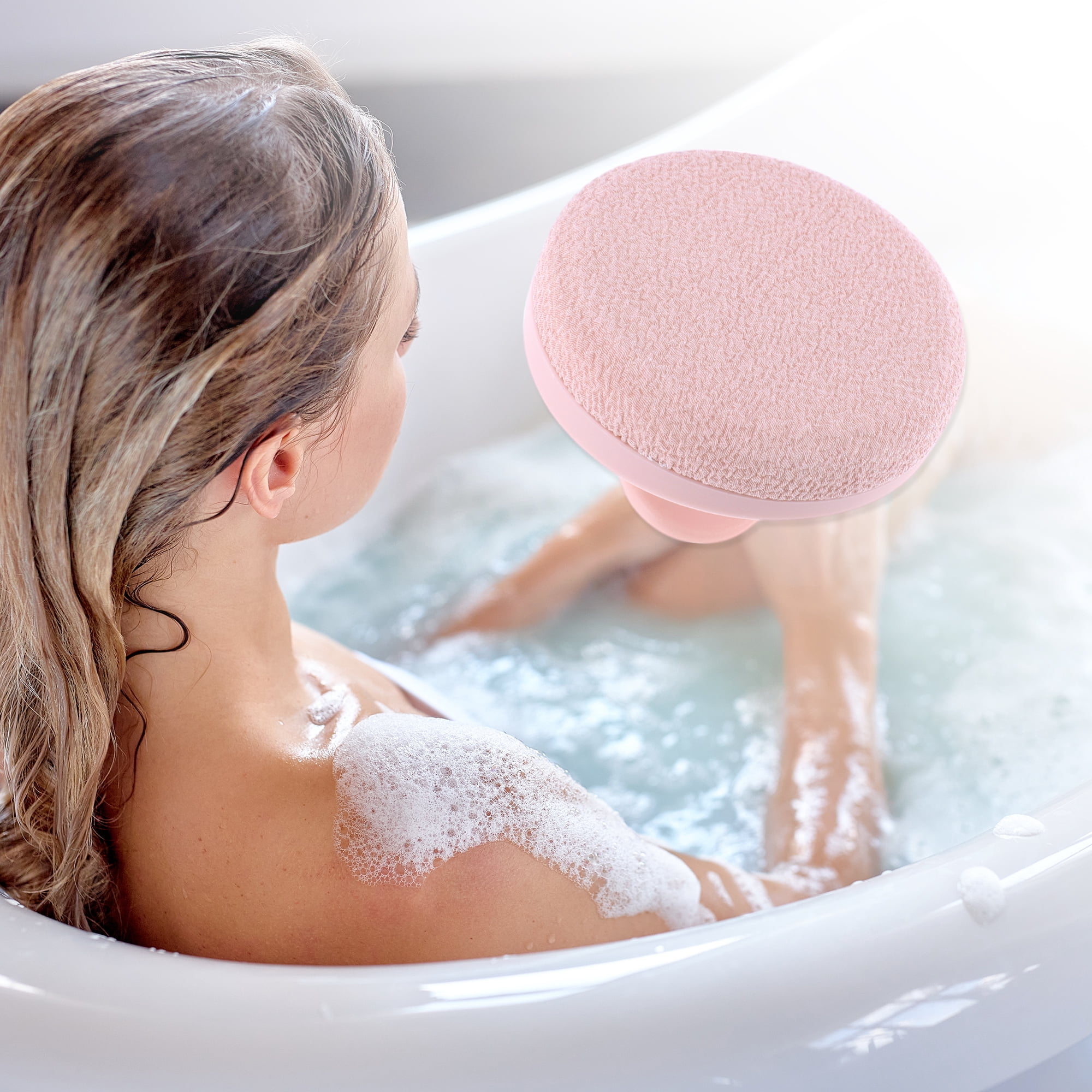 Unique Bargains 1 Set Handle Bath Brush for Enhanced Bathing Experience Pink