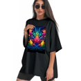 thumbnail image 3 of Plus Size Shirt for Women Black Tops for Women Short Sleeves Shirt for Women Splash Art Painting T Shirt Crewneck Shirt for Women XS, 3 of 5