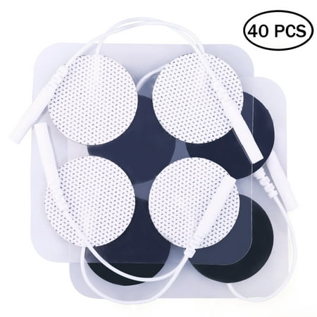 40PCS Round TENS Unit Electrode Pads with Premium Adhesive Gel for EMS & Muscle Stimulators, Comfortable Soft Cloth Backing (1.25