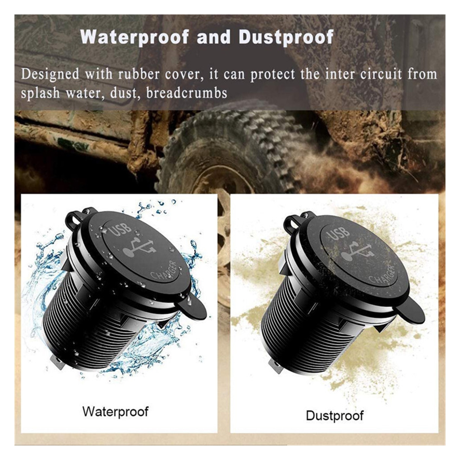 Touch Switch Car Dual USB Charger Socket Waterproof Universal Mobile Phone Truck Charging Tablet Charge For Phone Charging Station For Multiple Devices ,Multi-Device Charger
