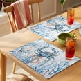 thumbnail image 4 of Crab Placemats Set of 4 Blue Coastal Starfish Ocean Coral Nautical Place Mats Indoor Wipeable Table Mats Washable Cloth Dining Table Placemats for Kitchen Holiday Party Home Decor 13x19 Inch, 4 of 9