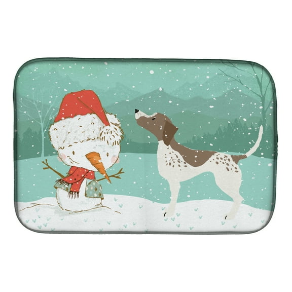 German Shorthair Snowman Christmas Dish Drying Mat