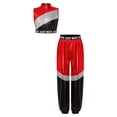 thumbnail image 5 of TiaoBug Kids Girls Jazz Hip Hop Street Dancing Outfit Sleeveless Sequin Crop Top with Dance Pants Set Red 8, 5 of 7