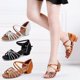 thumbnail image 2 of Zapatos de baile latino para niños de verano, zapatos de baile de Salsa de satén gris plateado para niñas, zapatos de baile de salón con diamantes de imitación brillantes, 2 of 5