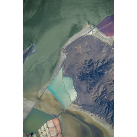 Satellite view of salt evaporation ponds at Great Salt Lake, Utah, USA Print Wall