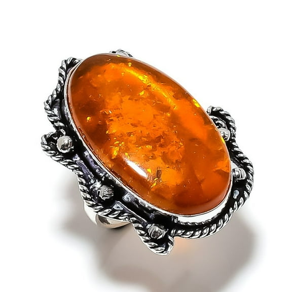 Baltic Amber Handmade 925 Sterling Silver Jewelry Ring Size 7