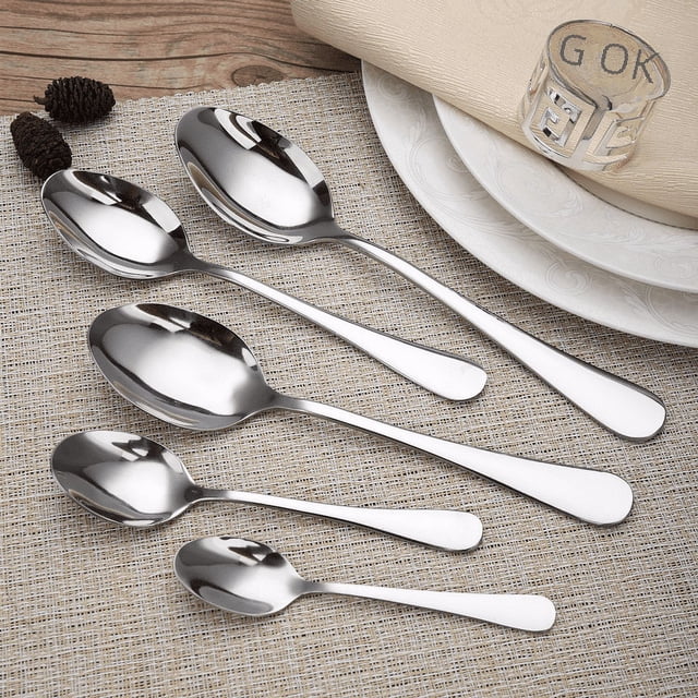 Cuchara puntiaguda de acero inoxidable 1010 fabricada con material duradero para el hogar, cuchara de arroz para niños, logotipo de cuchara de arroz para estudiantes