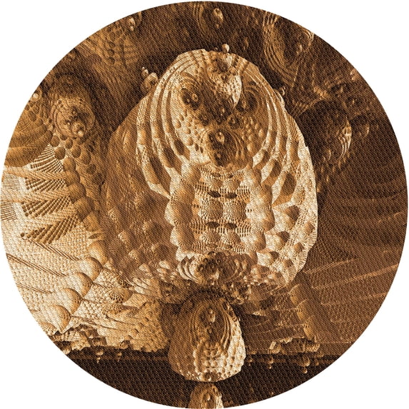 Ahgly Company Machine Washable Indoor Round Transitional Red Brown Area Rugs, 4' Round