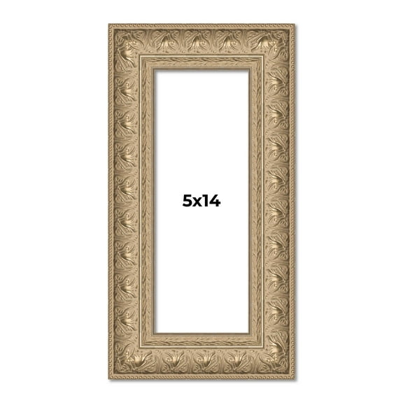 5x14 IN Frame Ornate Silver Beaded Solid Wood Picture Frame Width 2.5 Inches | Interior Depth 1