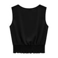 thumbnail image 6 of Womens Boho Dressy Blouses, Tank Tops for Women Summer Casual Solid Color Cropped Ruffle Crewneck Sleeveless Shirts, 6 of 6