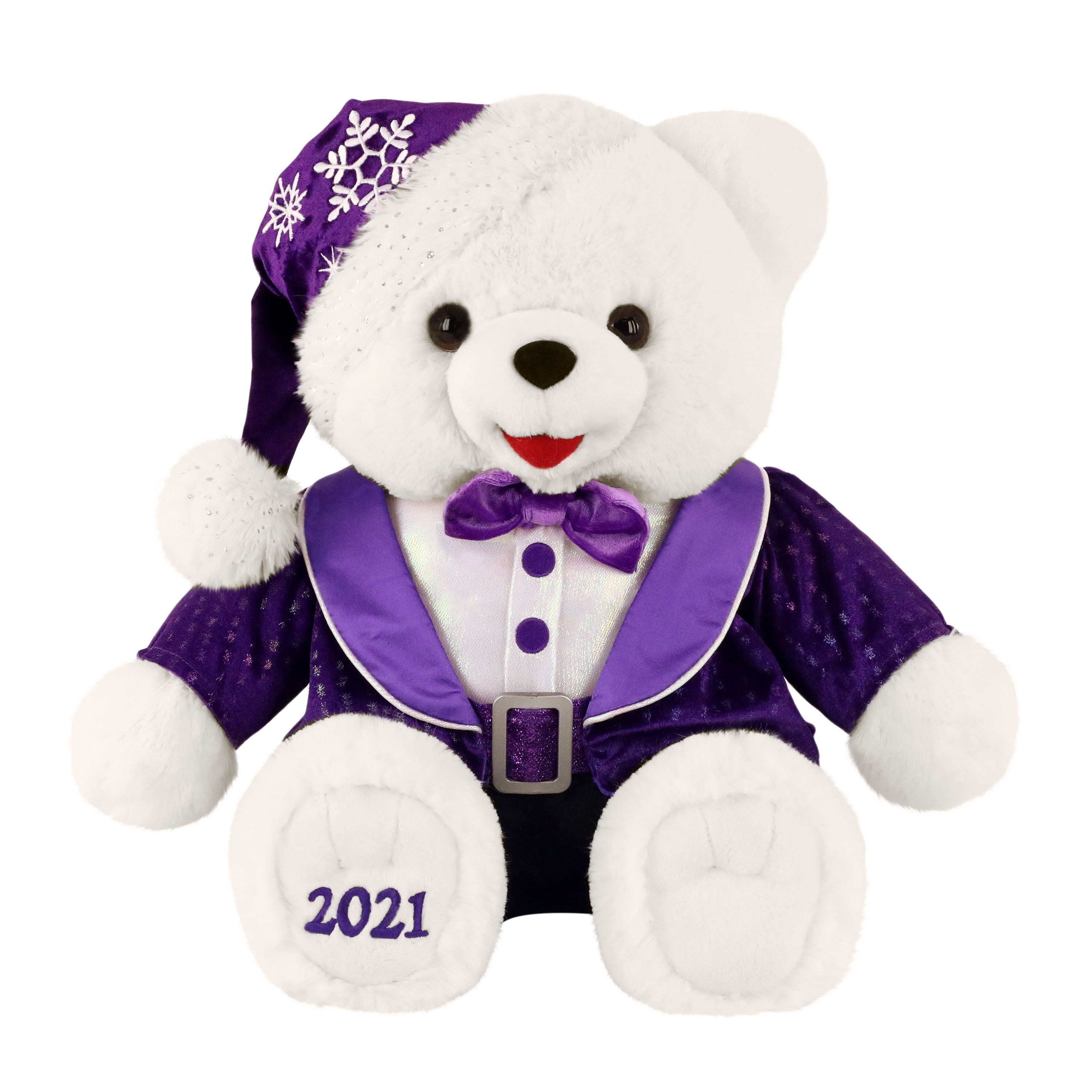 2020 WalMART CHRISTMAS Snowflake TEDDY BEAR White boy 20" Purple Outfit New W/T