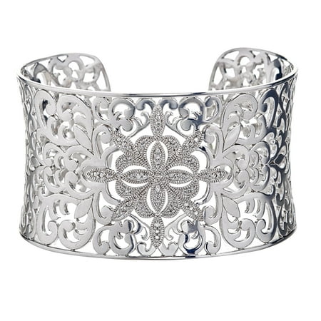 Diamond Statement Cuff Bracelet in Sterling Silver (H-I I2, 0.15 carats)