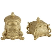 Kensington Hill Britton Antiqued Gold Openwork Jewelry Boxes Set of 2