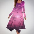 thumbnail image 3 of Long Dress with Sleeves,Summer Casual Dress,Ladies Fashion Printed Long Sleeved Round Neck Casual Irregular Dress, 3 of 5