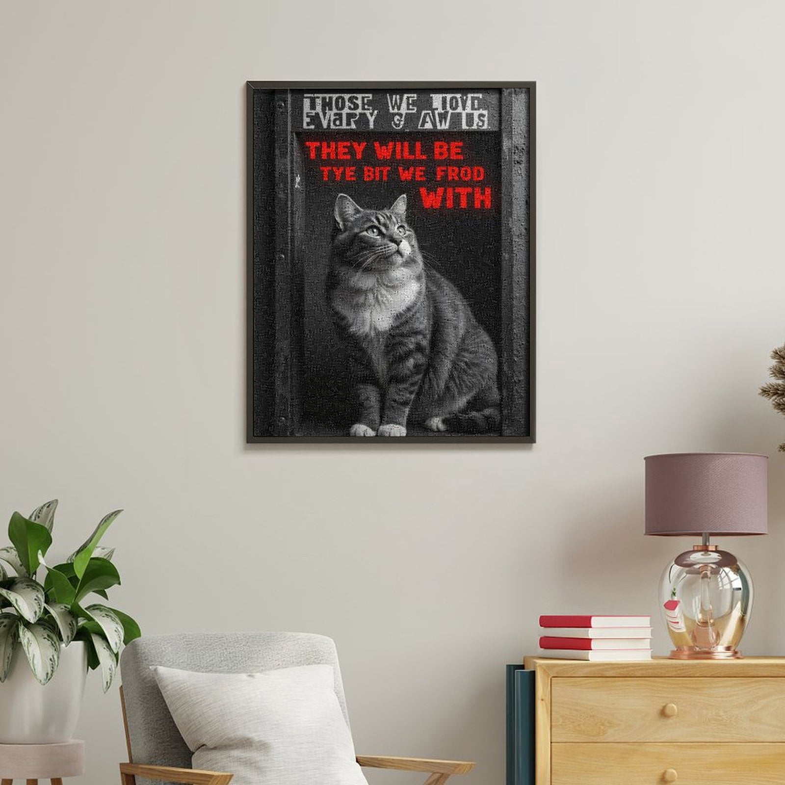 Paint By Numbers Kit for Adults Beginner - DIY Cat In Frame With Text Art Canvas Painting Kits for Adults, Frameless Paint By Number for Adults for Home Wall Decor 16x20 Inch