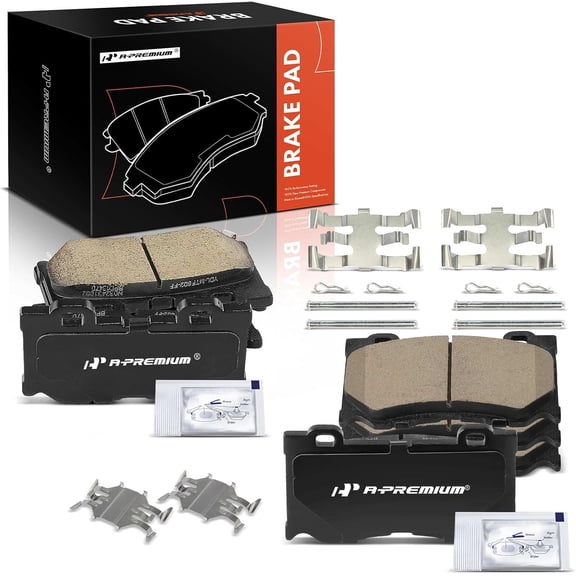 A-Premium Front and Rear Ceramic Brake Pads Set Compatible with Infiniti & Nissan Models - G37 08-13, M37/M56 11-13, Q50 14-19, Q60 14-18, Q70 14-17, QX70 14, 370Z 09-20, Q70L 15-17, Z 23-24, FX50