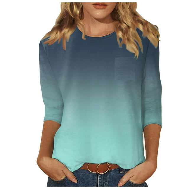 TSADFHJI Tuniques pour Femmes Grande Taille Hauts pour Femmes Chemises Mi-Longues Manches Trois Quarts Chemises Graphiques T-Shirts T-Shirts Décontractés Hauts Tunique à Col Rond