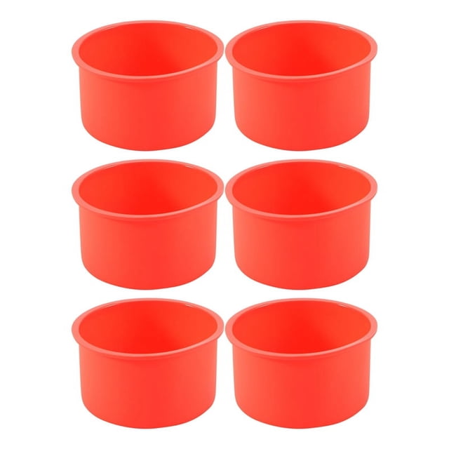 Mini Moldes de Silicona para Pasteles,Bandeja Hornear Redonda 4 Pulgadas, Molde Antiadherente, Bandeja Hornear, Reutilizable, Rojo, Juego 6