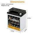 thumbnail image 6 of Anlibatt YTX14AH-BS Motorcycle Battery 12V 12Ah 210CCA Rechargeable Sealed AGM Battery Maintenance Free Automotive Replacement Battery for ATV and Scooter, 6 of 7