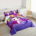 thumbnail image 3 of jejeloiu Kawaii Axolotl Bedding Comforter Set,Cartoon Animal Twin Comforter Sets,Cute Rainbow Print Bedding Set For Girls Teens,Breathable Home Decor Reversible,2pcs, 3 of 8