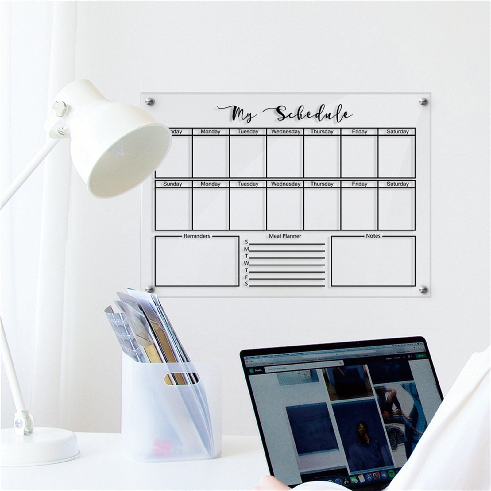 Pouches For Organization Wall Acrylic Weekly Planner Board Clear Dry Erases Calendar Planner Reusable Weekly Daily To Do List Board