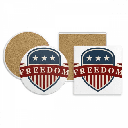 

Stars And Stripes Shield America City Coaster Cup Mug Holder Absorbent Stone Cork Base Set