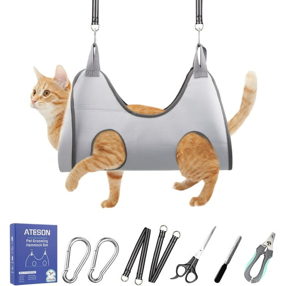 Pet Grooming Hammock Harness for samll Dogs & Cats,Dog Grooming Hammock with Nail Clippers, Nail File, Scissors
