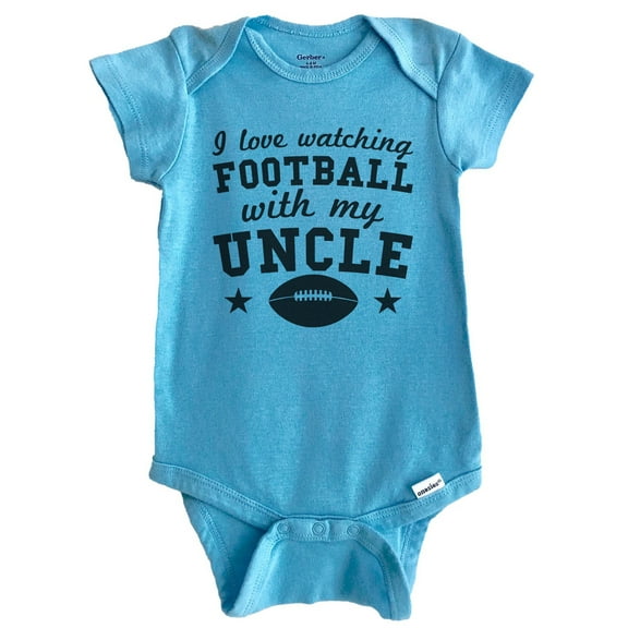 I Love Watching Football With My Uncle Cute Baby Bodysuit For Nephew Or Niece (Blue), 0-3 Months